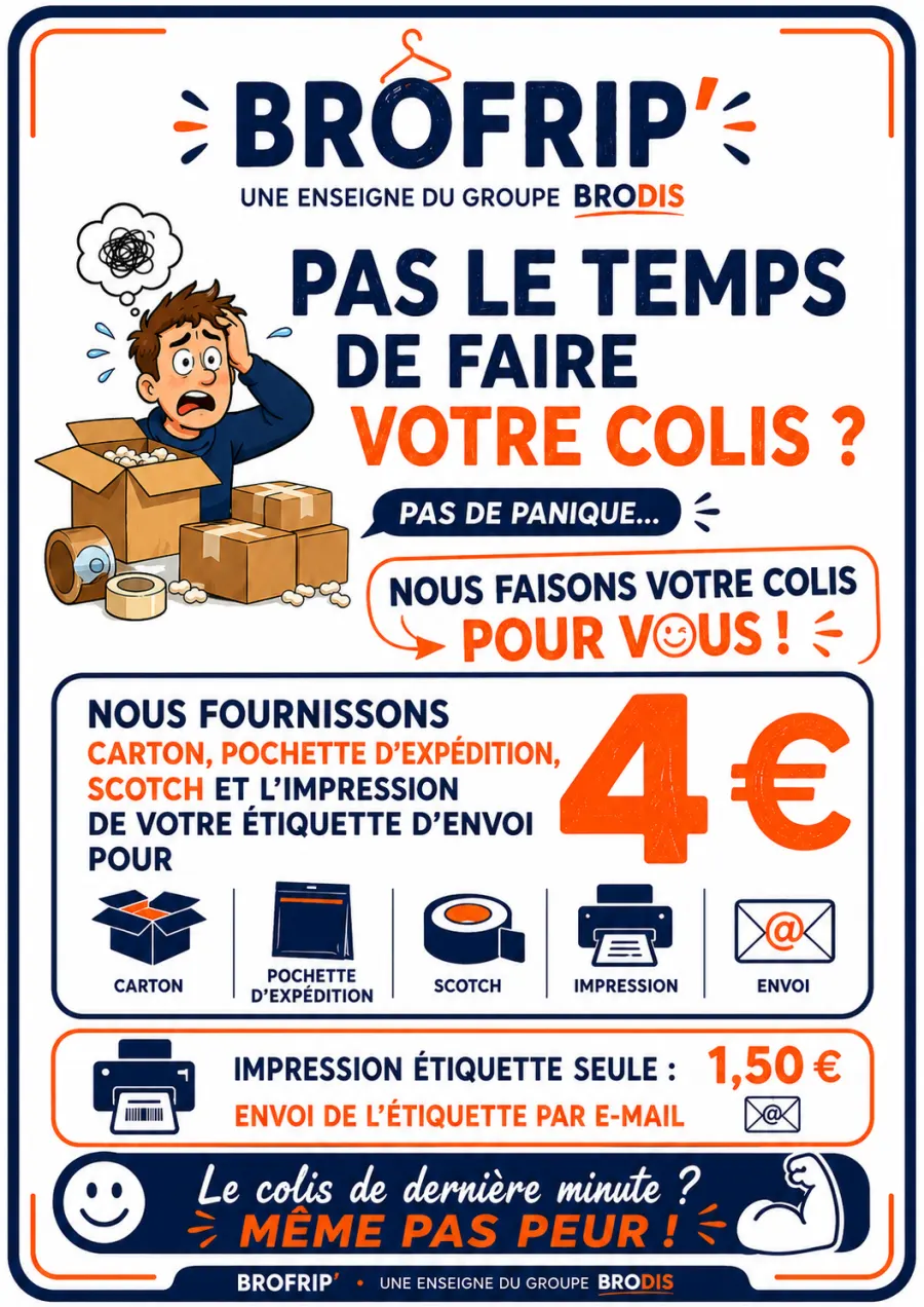 Vitrine de la boutique BRODIS, friperie et Point Relais Pickup à Boëge